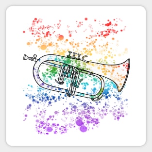 Flugelhorn Rainbow Colours Hornist Brass Musician Sticker